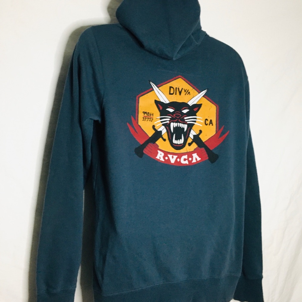 RVCA Teal Hoodie with Panther Graphic